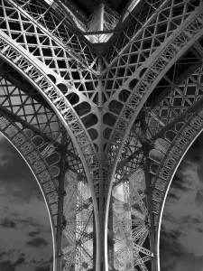 Eiffel Tower Print: Black and White Detail