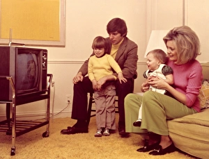 Family watching TV in 1970s home Family watching TV in 1970s home