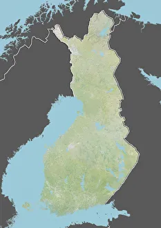 Finland, Relief Map With Border and Mask Finland, Relief Map With Border and Mask
