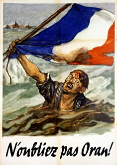 French world war two Vichy propaganda poster Remember Oran 1942 French world war two Vichy propaganda poster Remember Oran 1942