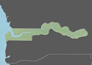 Gambia, Relief Map With Border and Mask Gambia, Relief Map With Border and Mask