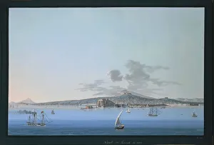 General view of Naples from sea, 19th Century, gouache