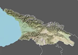 Georgia, Relief Map With Border and Mask Georgia, Relief Map With Border and Mask