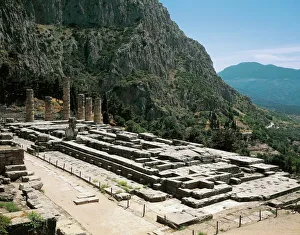 Greece, Delphi, archaeological site, Ruins of Temple of Apollo Greece, Delphi, archaeological site, Ruins of Temple of Apollo
