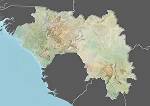 Guinea, Relief Map With Border and Mask Guinea, Relief Map With Border and Mask