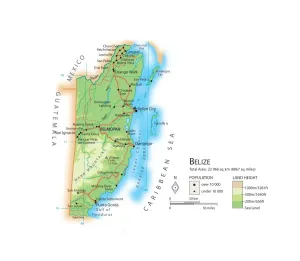 Caribbean Geography Prints: Map of Belize