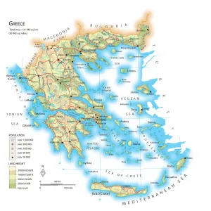 Greece Print Map Illustration
