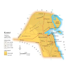 Prints of Map of Kuwait Map Prints: Kuwait Map Print