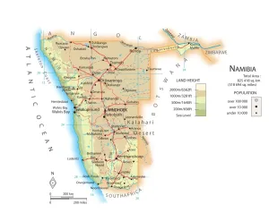 Prints of Map of Namibia Map Prints: Namibia Map Print