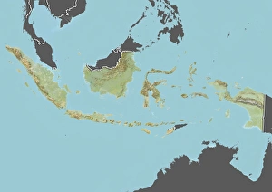 Indonesia, Relief Map With Border and Mask Indonesia, Relief Map With Border and Mask