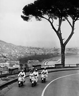 Italian Heritage Collection: Italy. Naples. A Gathering Of Motorcycles Wasps. 1958