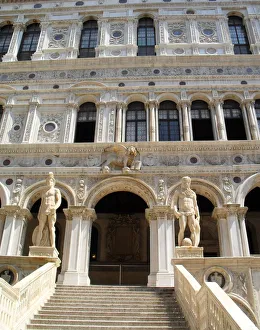 Italy, Venice, Detail of Doges Palace courtyard
