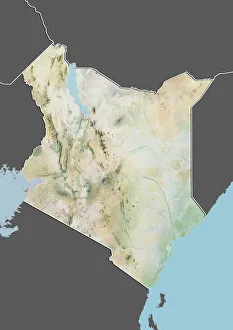 Kenya, Relief Map With Border and Mask Kenya, Relief Map With Border and Mask