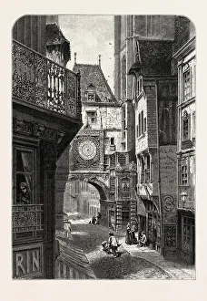 LA GROSSE HORLOGE, ROUEN, NORMANDY AND BRITTANY, FRANCE, 19th century engraving LA GROSSE HORLOGE, ROUEN, NORMANDY AND BRITTANY, FRANCE, 19th century engraving