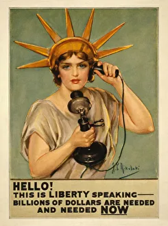 Lady Liberty on Telephone, 'Hello! This is Liberty Speaking Lady Liberty on Telephone, 'Hello! This is Liberty Speaking