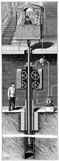 Leon Edouxs hydraulic passenger lift (elevator)