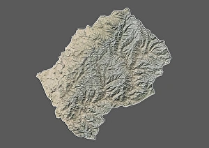 Lesotho, Relief Map With Border and Mask Lesotho, Relief Map With Border and Mask
