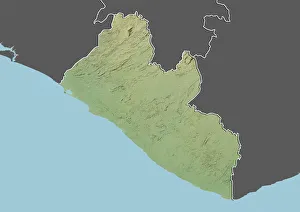 Liberia, Relief Map With Border and Mask Liberia, Relief Map With Border and Mask