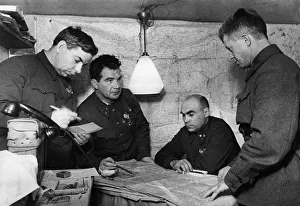 Lt, general vasili chuikov (2nd from left) giving an assignment to the commander of Lt, general vasili chuikov (2nd from left) giving an assignment to the commander of