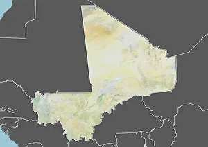 Mali, Relief Map With Border and Mask Mali, Relief Map With Border and Mask