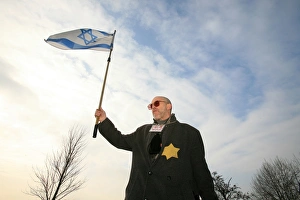 Man with an Israeli flag at Speakers corner in London Man with an Israeli flag at Speakers corner in London