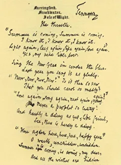 Manuscript of the poem The Throstle Manuscript of the poem The Throstle