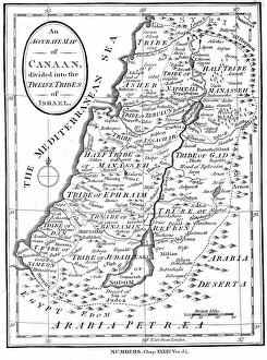 Map of Canaan according to Bible, 1830 Map of Canaan according to Bible, 1830