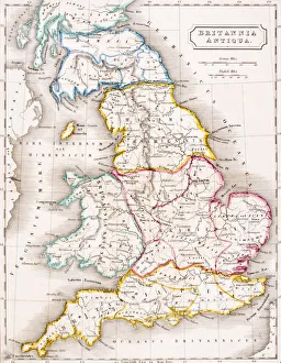 Map of England Britannia Antiqua From The Atlas of Ancient Geography by Samuel Butler published London circa 1829 Map of England Britannia Antiqua From The Atlas of Ancient Geography by Samuel Butler published London circa 1829