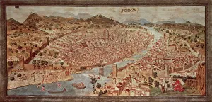 Map of Florence known as Della Catena Map of Florence, Attributed to Francesco di Lorenzo Rosselli, 1470, illustration Map of Florence known as Della Catena Map of Florence, Attributed to Francesco di Lorenzo Rosselli, 1470, illustration