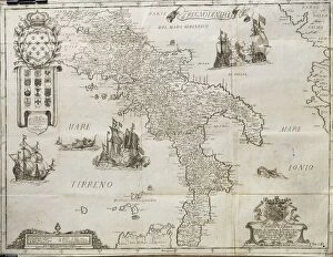 Italy Collection: Map of The Kingdom of Naples, by Giovan Battista Pacichelli, engraving, 1702