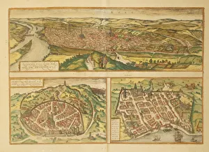 Map of Rouen, Nimes and Bordeaux from Civitates Orbis Terrarum by Georg Braun, 1541-1622 and Franz Hogenberg, 1540-1590 Map of Rouen, Nimes and Bordeaux from Civitates Orbis Terrarum by Georg Braun, 1541-1622 and Franz Hogenberg, 1540-1590