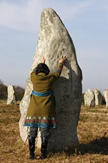 Matenec menhir in Carnac New Age devotee Matenec menhir in Carnac New Age devotee