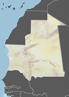 Mauritania, Relief Map With Border and Mask Mauritania, Relief Map With Border and Mask