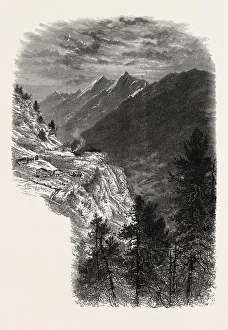 The Mischabelhorner, from the Zmutt Valley, Switzerland, 19th century engraving The Mischabelhorner, from the Zmutt Valley, Switzerland, 19th century engraving