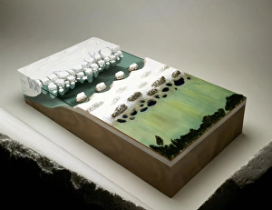 Model of arctic, sea, tundra, icepack and floes Model of arctic, sea, tundra, icepack and floes