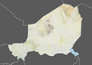 Niger, Relief Map With Border and Mask Niger, Relief Map With Border and Mask