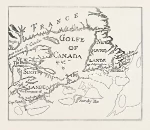Acadie Collection: OLD MAP OF ACADIE, CANADA, 1870s engraving
