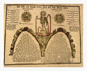 Pennsylvania German Fraktur Labeled With Verse From Revelations 14:1 Pennsylvania German Fraktur Labeled With Verse From Revelations 14:1