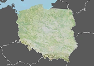 Poland, Relief Map With Border and Mask Poland, Relief Map With Border and Mask