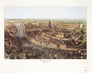 Poland, Szczecin, Stettin city on The Oder River, 1860 Poland, Szczecin, Stettin city on The Oder River, 1860