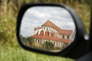 Pontigny abbey church reflected in a rear view mirror Pontigny abbey church reflected in a rear view mirror