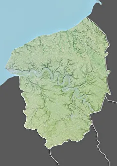 Region of Upper Normandy, France, Relief Map Region of Upper Normandy, France, Relief Map