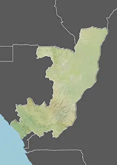 Republic of The Congo, Relief Map With Border and Mask Republic of The Congo, Relief Map With Border and Mask