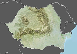 Romania, Relief Map With Border and Mask Romania, Relief Map With Border and Mask