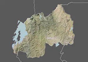 Rwanda, Relief Map with Border and Mask Rwanda, Relief Map with Border and Mask