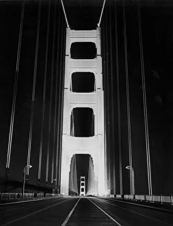 San Francisco, California: May 26, 1937.The empty Golden Gate Bridge at night three days San Francisco, California: May 26, 1937.The empty Golden Gate Bridge at night three days