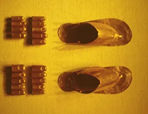 Sandals and toe caps of King Tutankhamen Sandals and toe caps of King Tutankhamen