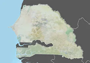 Senegal, Relief Map With Border and Mask Senegal, Relief Map With Border and Mask