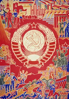 Soviet propaganda poster by boris parmeev (parmeyev) called under the sun of the Soviet propaganda poster by boris parmeev (parmeyev) called under the sun of the