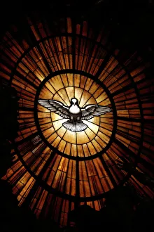 Stained glass window in St Peters basilica Stained glass window in St Peters basilica